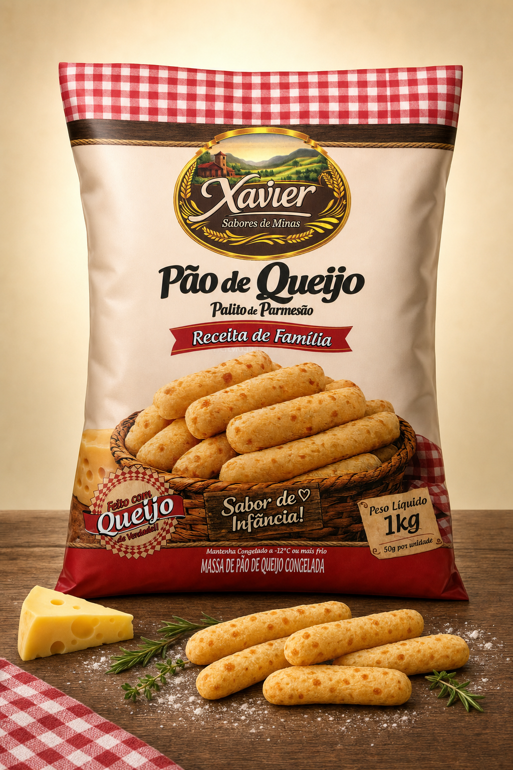 Palito de Parmessão de 50g - embalagem de 1Kg