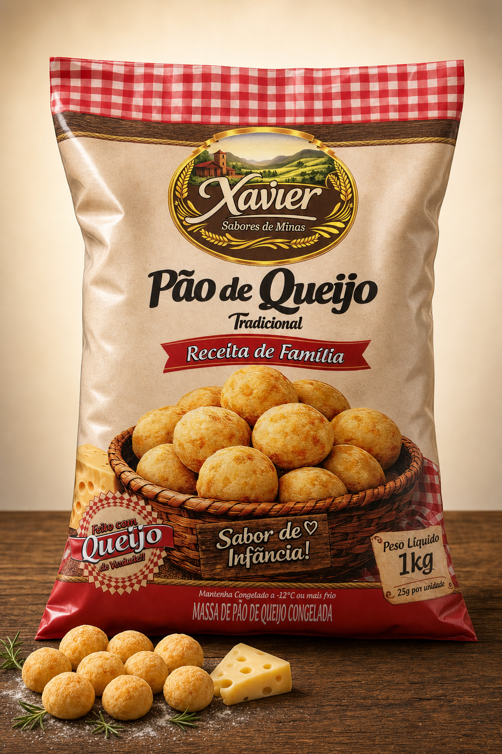 Pão de Queijo de 25g - embalagem de 1Kg